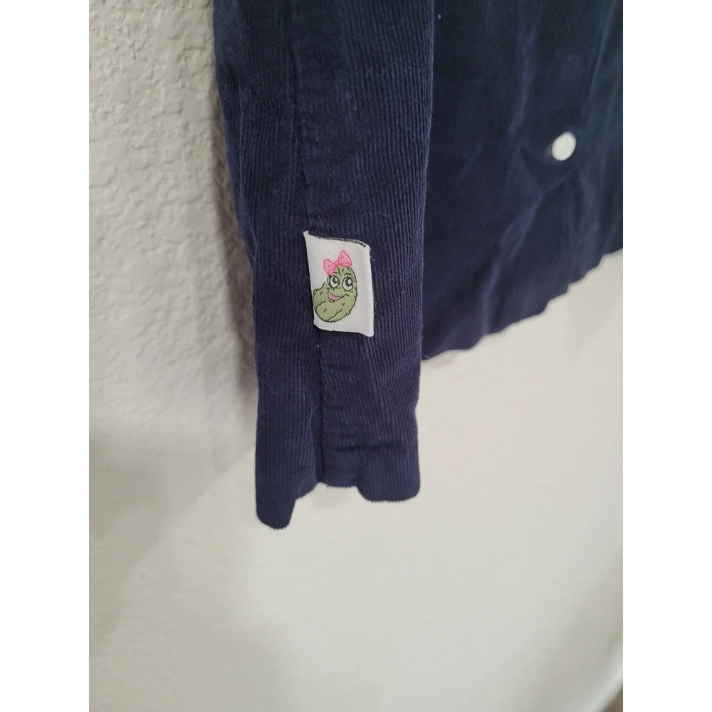 Posh Pickle Girls Navy Blue Pink Corduroy Monogrammed M Jumper Dress Size 6 #7‎